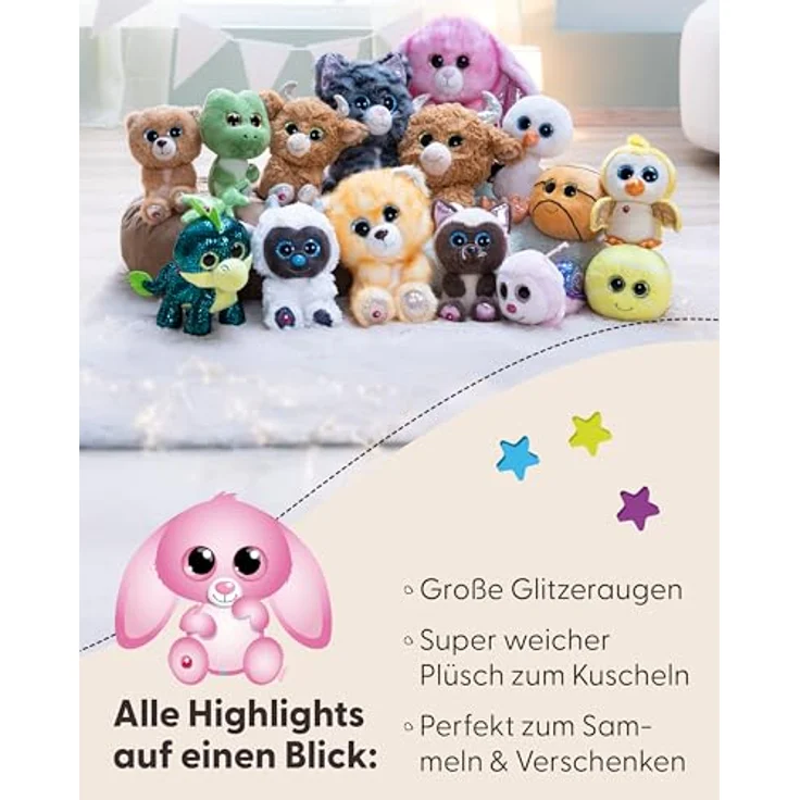 NICI Kuscheltier GLUBSCHIS Hase Flommi-Fun, 25cm, pink, superweiches Plüsch, ideales Geschenk für Kinder & Erwachsene, mit Glitzeraugen und langen Schlappohren – Bild 5