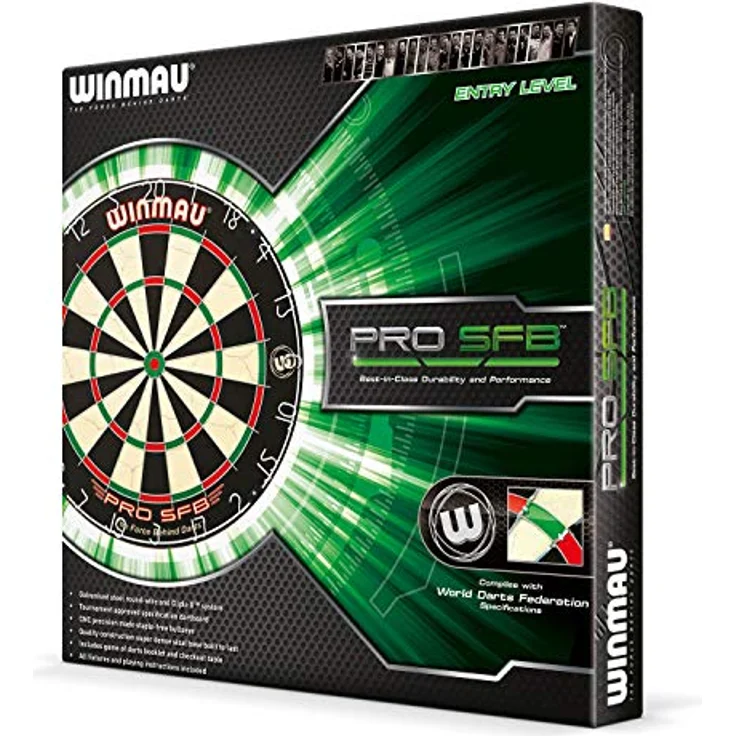 Winmau PRO-SFB Dartboard Set, inklusive 2 Satz Steeldarts, traditionelle Sisalfasern, turniertauglich – Bild 5