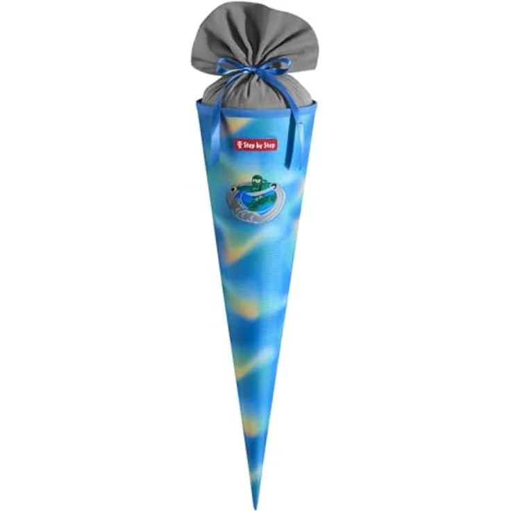 Step by Step Schultüte „Ninja Zazu“, blau-grün, aus recycelten PET-Flaschen, 5 l Füllvolumen, 70 cm Höhe, passend zum Schulranzen – Bild 1