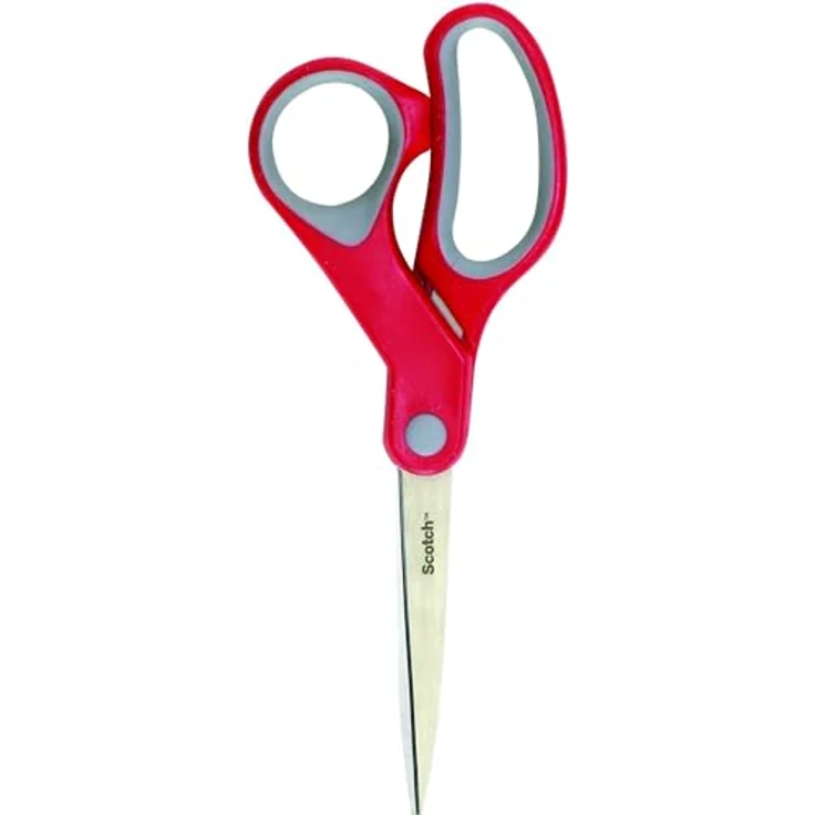 SCOTCH Komfort-Schere 20cm, Papierschere mit rostfreien Stahlklingen und Komfortgriffen, rot/grau – Bild 2