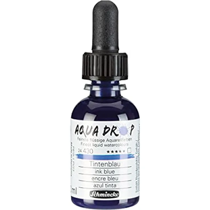 Schmincke AQUA DROP Aquarellfarbe, Tintenblau, pigmentbasiert, 30 ml Pipettenflasche, lichtecht für Aquarellmalerei und Urban Sketching