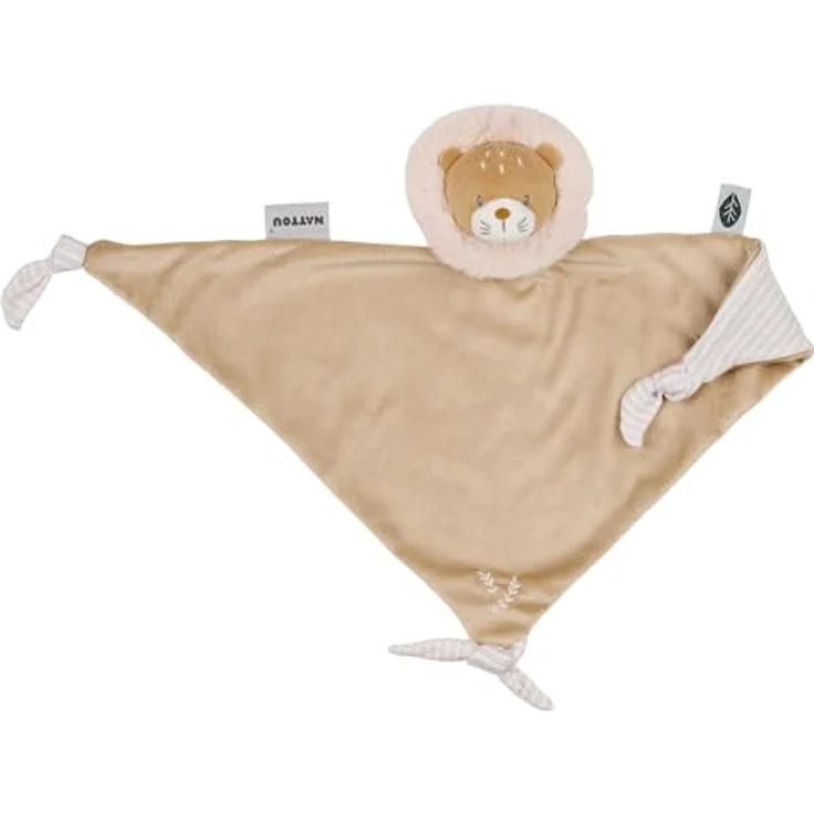 Nattou Großes Schnuffeltuch Löwe Ernest Braun, Wegbegleiter ab der Geburt, 100% Polyester, Ca. 62 cm – Bild 1