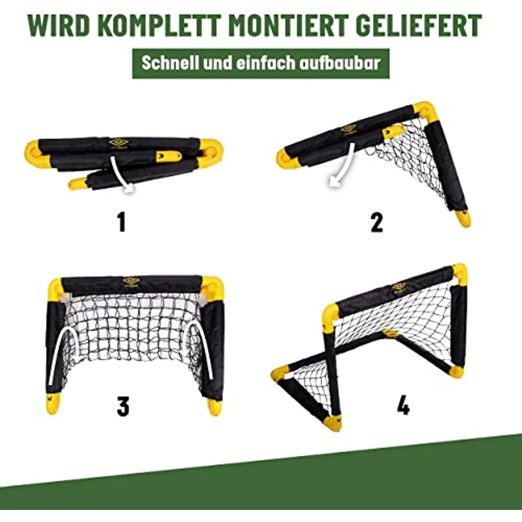 Umbro Fußballtore - 2-er Set - Faltbares Fußballtor - 50 x 44 x 44 cm - Fußballtraining - für Kinder und Erwachsene, Schwarz/Gelb – Bild 5