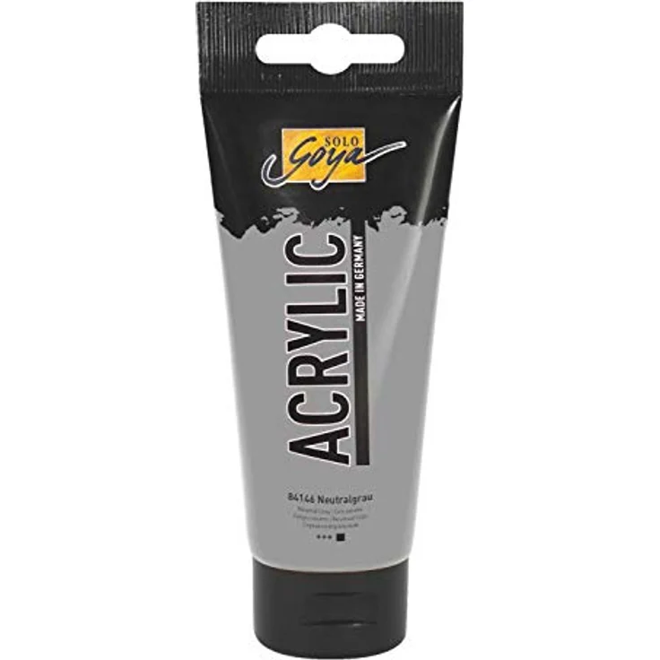KREUL Solo Goya Acrylic, 100 ml Tube, neutralgrau, hochpigmentierte Acrylfarbe, wasserbasiert, schnell trocknend, matt, gut deckend, wasserfest – Bild 1