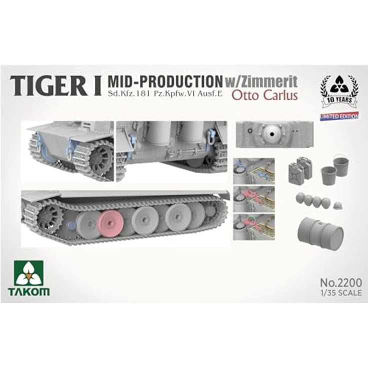 Takom Tiger I Mid-Production w/Zimmerit Sd.Kfz.181, Modellfahrzeug Otto Carius (limitierte Auflage) – Bild 4