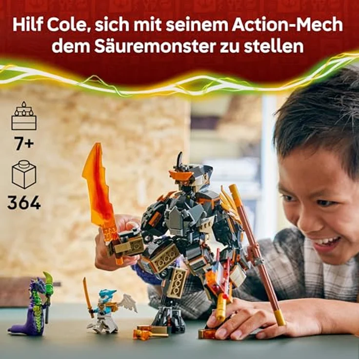LEGO NINJAGO Coles Action-Mech und Drachen-Zane, Spielzeug mit 3 Minifiguren und Ausrüstung für Kinder ab 7 Jahren, Modell 71854 – Bild 2
