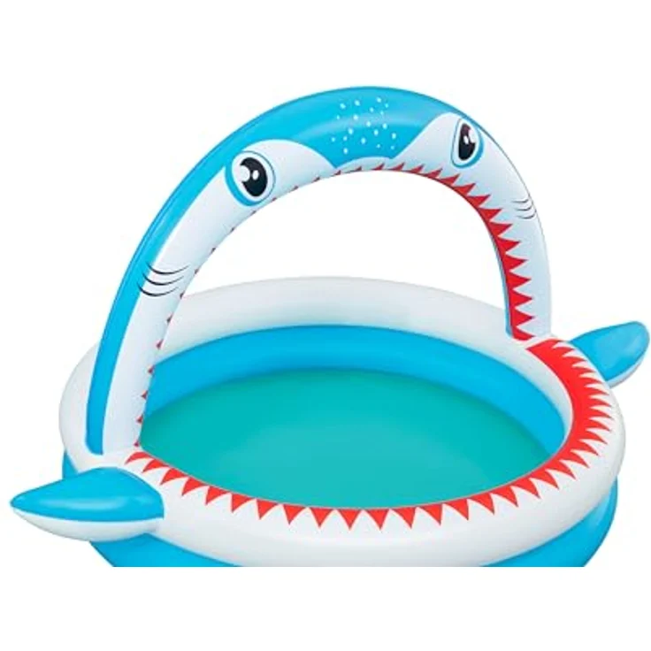 Bestway Planschbecken Sharktastic mit Wassersprinkler 163 x 127 x 92 cm, Kinderpool mit verspieltem Hai-Design – Bild 5