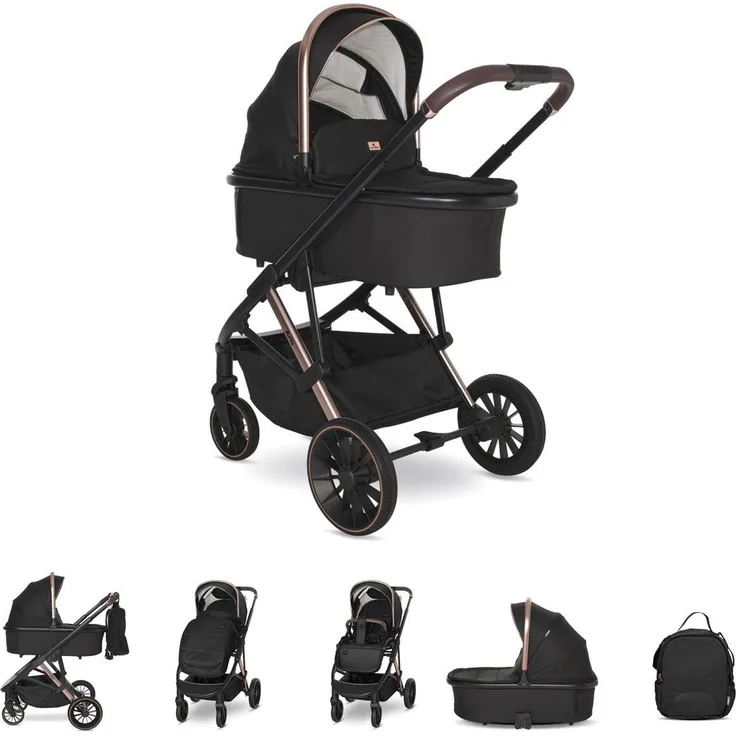 Lorelli Kombikinderwagen Aria 2 in 1, umkehrbarer Sportsitz und Babywanne, faltbar, Aluminiumrahmen, höhenverstellbarer Schiebegriff, Wickelrucksack