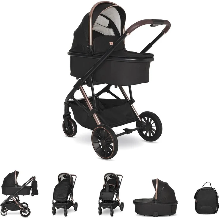 Lorelli Kombikinderwagen Aria 2 in 1, umkehrbarer Sportsitz und Babywanne, faltbar, Aluminiumrahmen, höhenverstellbarer Schiebegriff, Wickelrucksack