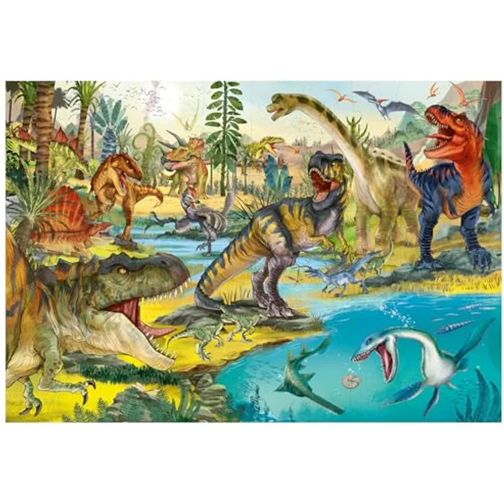 Depesche 13206 Dino World Puzzle 50 Teile, detailiertes Dinosaurier Motiv, ca. 58 x 40 cm, Karton-Koffer mit Tragegriff – Bild 3