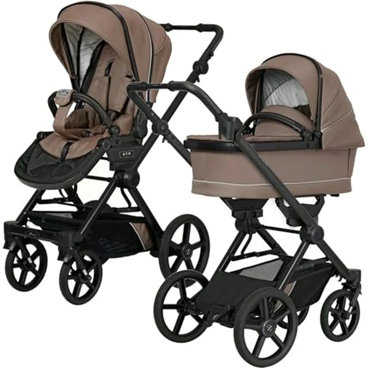Hartan Kinderwagenset IVY GTR Outdoor, 3-teilig, Cappuccino, mit Federung, 5-Punkte-Gurt, faltbarer Babywanne und kugelgelagerten Rädern, Made in Germany – Bild 2