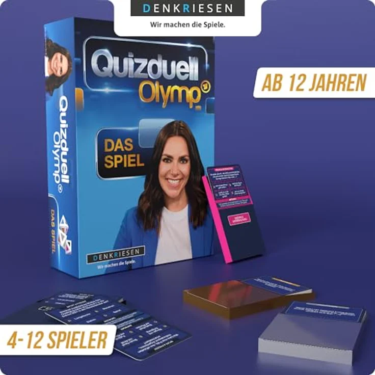 Denkriesen Quizduell Olymp, Brettspiel für 4-12 Spieler mit 1200 Fragen aus 8 Kategorien, Deutsch – Bild 3