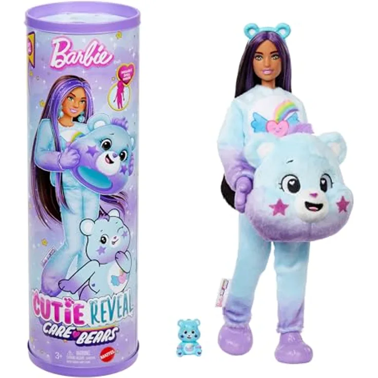 Barbie Cutie Reveal Glücksbärchis Dream Bright Bärchi, Anziehpuppe mit 10 Überraschungen und Accessoires