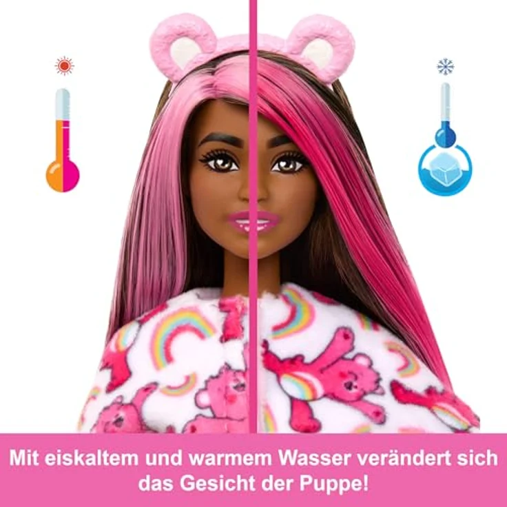 Barbie Anziehpuppe Cutie Reveal, Glücksbärchis Hurrabärchi, inklusive Accessoires, bewegliche Puppe mit veränderbarer Haarfarbe, in verschiedenen Variationen erhältlich – Bild 4