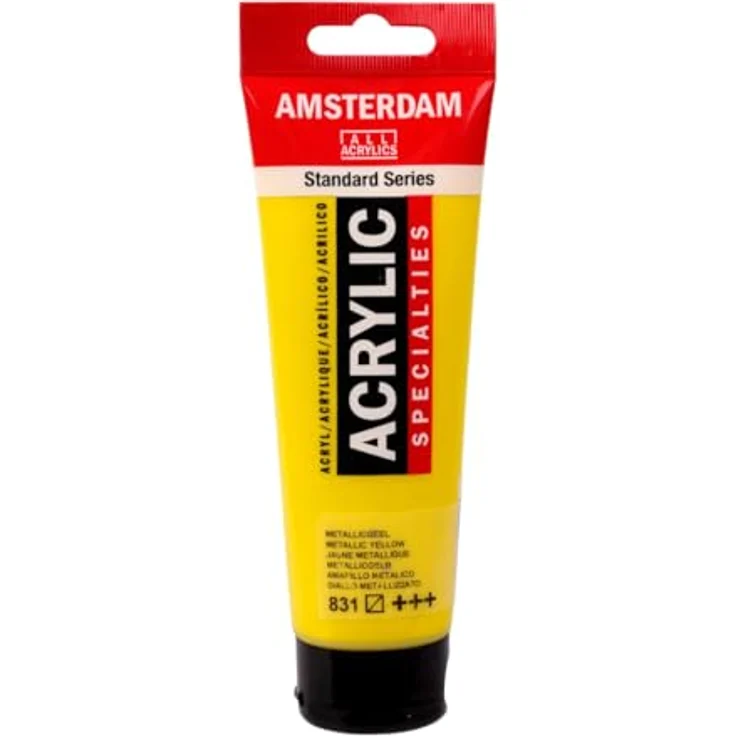 AMSTERDAM Talens Acrylfarbe 120 ml in Metallic Yellow, lichtecht und wasserverdünnbar für Holz, Papier und Metall – Bild 1