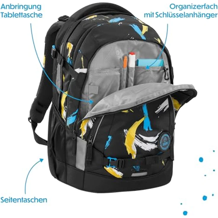 coocazoo Schulrucksack Mate, wasserdichtes Polyester, höhenverstellbare Schulterträger, geeignet für Körpergröße 135-180 cm, mit Air-Mesh Rückenpolsterung, schwarz – Bild 8