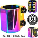 Madd Stuntscooter MGP Madd Gear V2 Double Stunt-Scooter Clamp 31,8 Lenker Klemme Rainbow, hochwertige Lenkerklemme in auffälligem Regenbogen-Neochrom-Finish