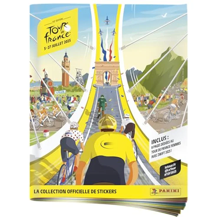 Panini Starterpaket TOUR DE FRANCE 2025, Album + 4 Hüllen + 20 Aufkleber, mehrfarbig – Bild 2