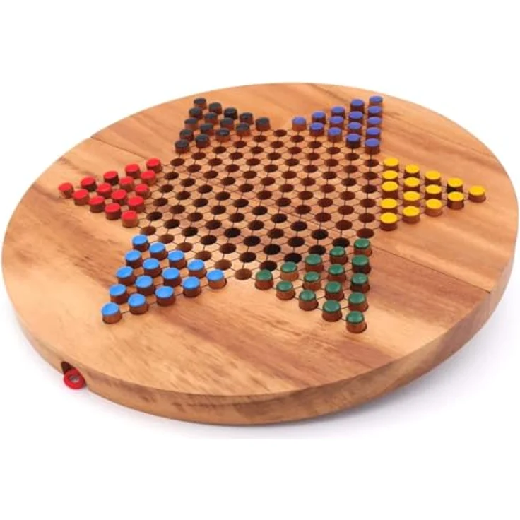 Rombol Halma XL, rundes klappbares Strategiespiel für 2-6 Personen aus edlem Holz – Bild 3