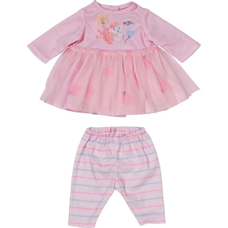 Baby Born Puppenkleidung Kleid Rosé, langärmliges Outfit mit schwingendem Tüllrock für 36 cm große Puppen – Bild 1