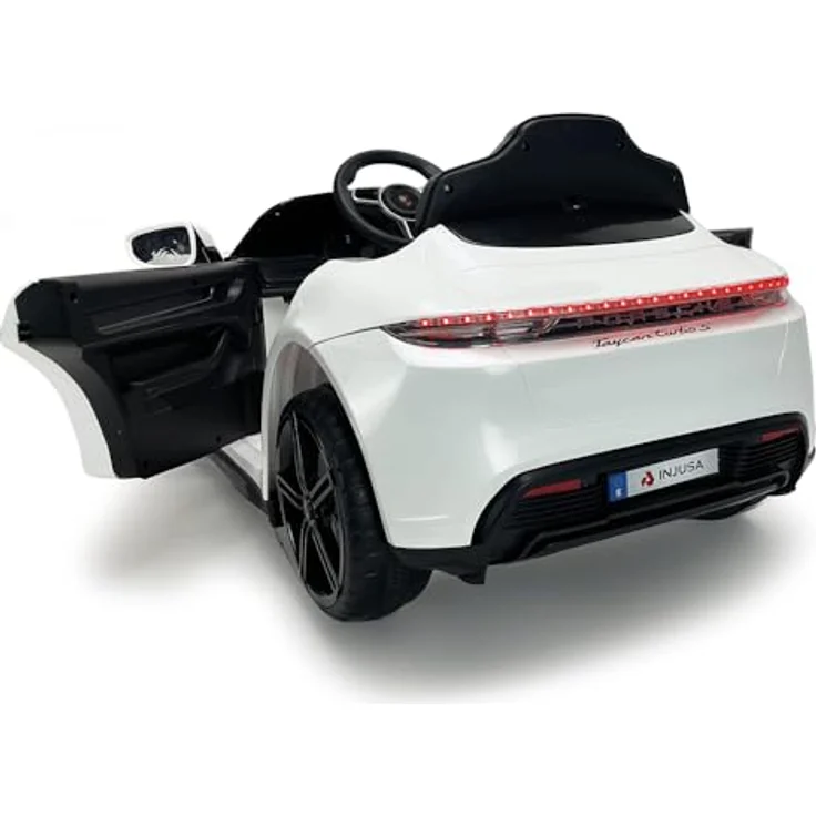 INJUSA Elektroauto Porsche Taycan 12 V, mit Rückwärtsgang, Fernbedienung, Lichtern und Geräuschen, für Kinder 2-4 Jahre, Weiß – Bild 5
