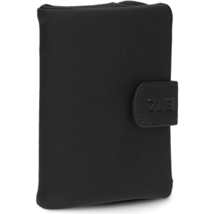 Zwei Mademoiselle Geldbörse, 10 cm, Kinderportemonnaie aus Nubuk in schwarz, 100% Polyurethan