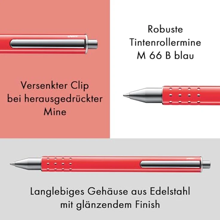 Lamy Roller Swift Sunset Set, hochwertiger Schreibstift mit versenkbarem Clip und Echtleder-Etui, Sunset-Finish – Bild 2