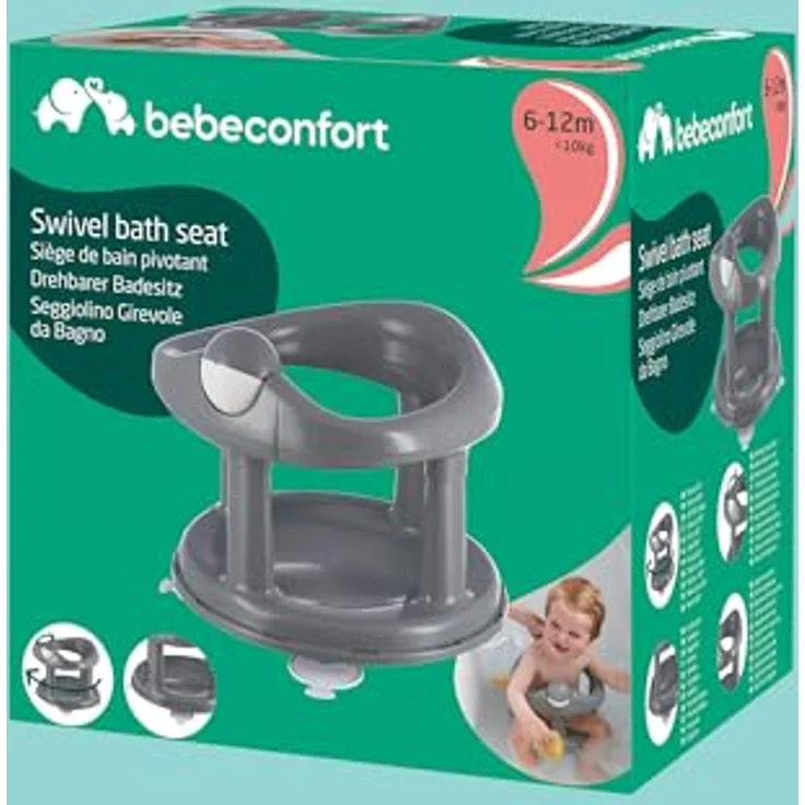 Bebeconfort Drehbarer Badewannensitz, Badewannensitz, Ergonomisch, 6 Monate bis 12 Monate, Max. 10 kg, Grey – Bild 7