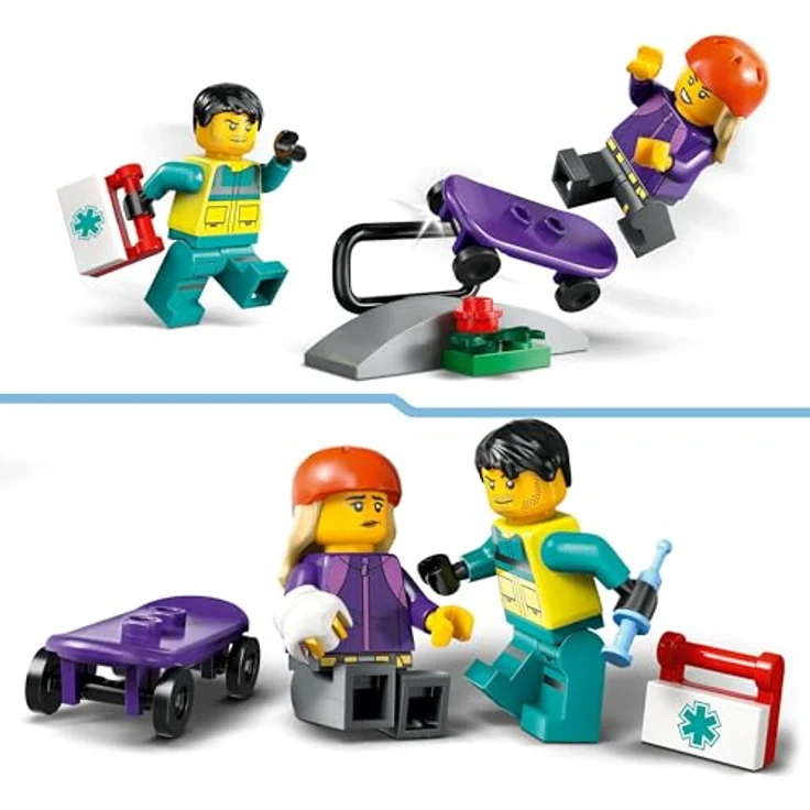 LEGO City Rettungswagen - Spielzeug mit 2 Minifiguren (Skateboarder und Fahrer) - Lernspielzeug für Jungen und Mädchen ab 5 Jahren - Geschenkideen zum Geburtstag und für die Feiertage 60451 – Bild 4