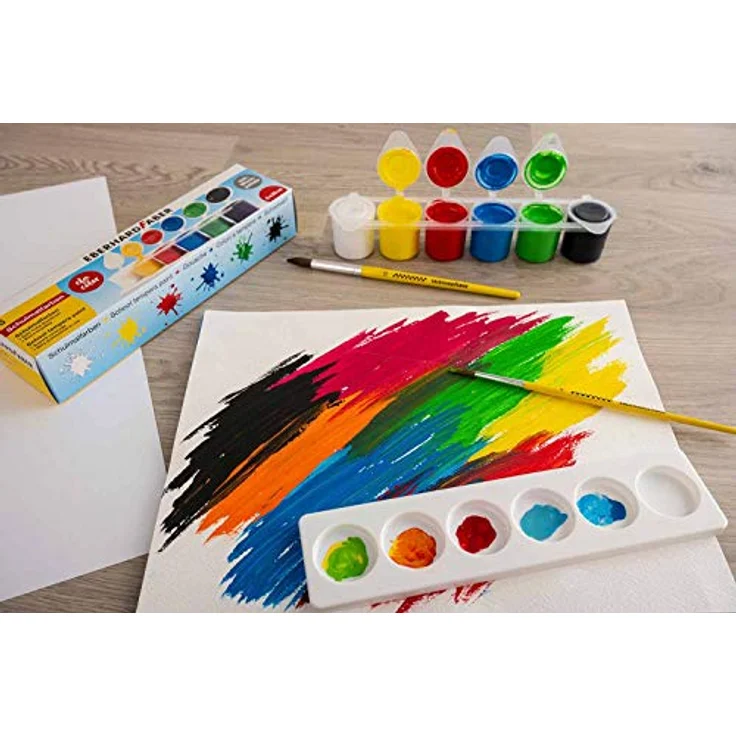 Eberhard Faber 575506 EFA Color, Tempera-Malset mit 6 Farben à 25 ml und Mischpalette, farbintensiv und lichtecht – Bild 4