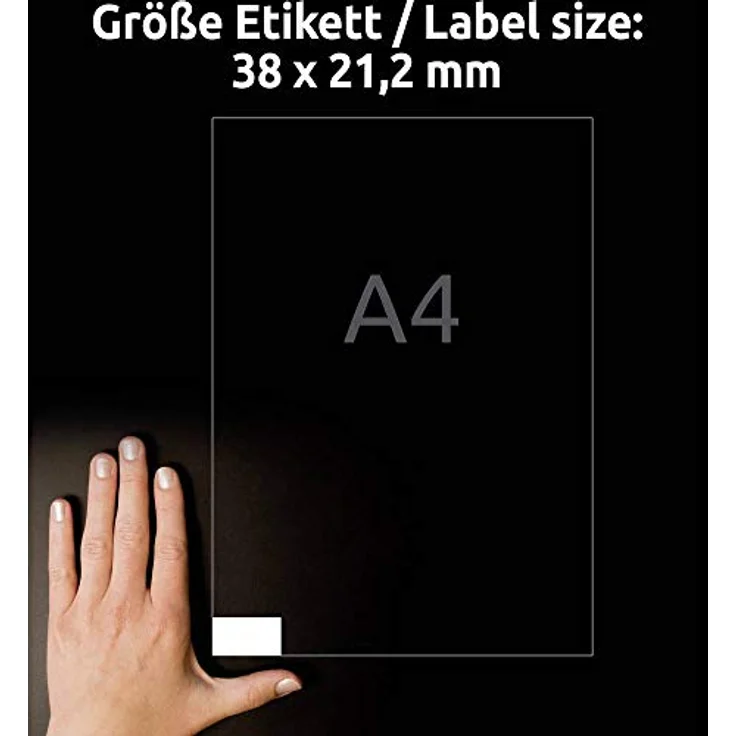 AVERY Zweckform 6121 Universal Etiketten, 1.950 selbstklebende Aufkleber, 38x21,2mm auf A4, FSC-zertifiziert, matt, mit ultragrip, 30 Blatt, weiß – Bild 4