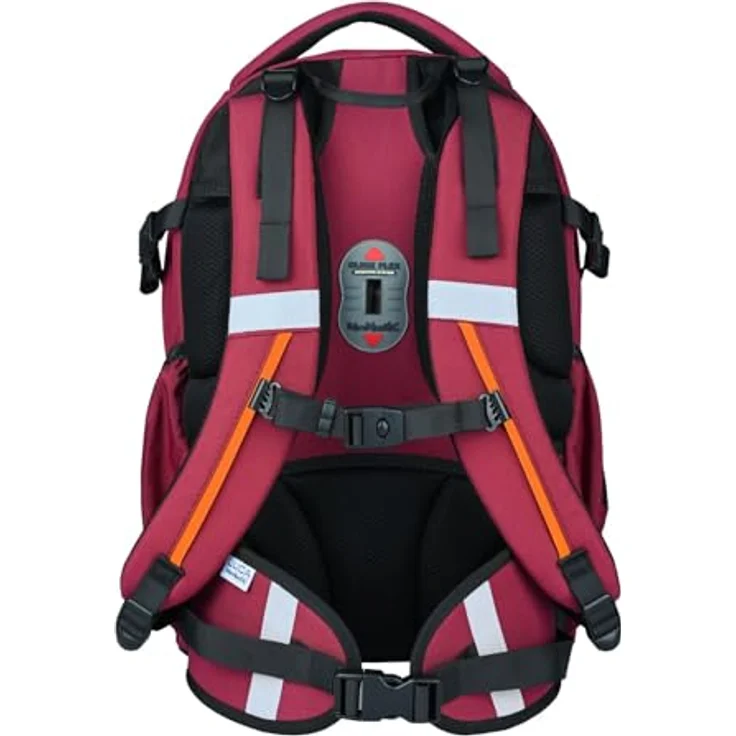 McNeill Schulranzen Luca 2.0, 2-tlg. Set in bordeaux-orange mit 3 Hauptfächern und ergonomischem Rückensystem, 28 l Volumen – Bild 4