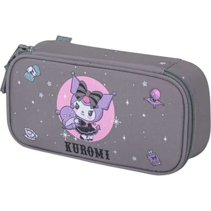 Baagl Federmäppchen Kuromi Grey, geräumiges Schuletui mit Klappfach und robuster Aufteilung, 23 × 12 × 5 cm – Bild 1