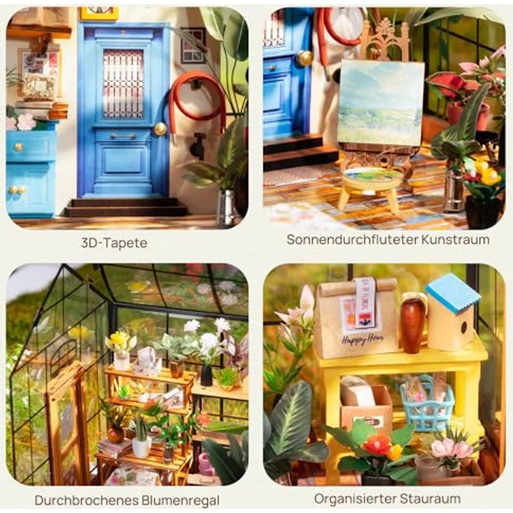 Rolife DIY Miniatur Puppenhaus Kit 1:24 Gewächshaus Mini Haus Möbel Frauen Mädchen Geburtstag Geschenk Weihnachten Valentinstag – Bild 6