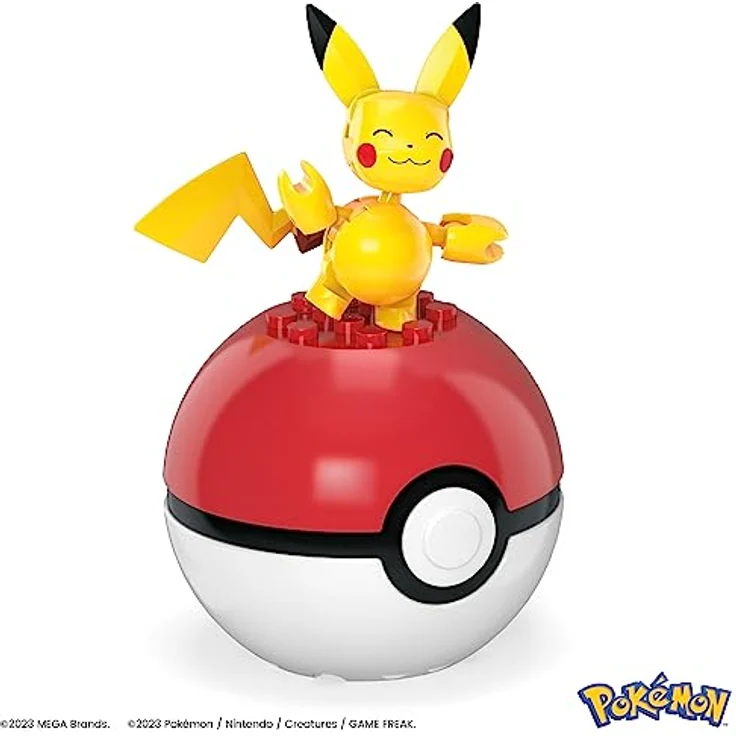 MEGA POKÉMON Paldea-Region - Pikachu und die ersten Partner-Pokémon Felori, Krokel und Kwaks, Zusammenbaubares und bewegliches Set mit 4 Figuren und 1 Pokéball zum Ausstellen, HPX92 – Bild 5