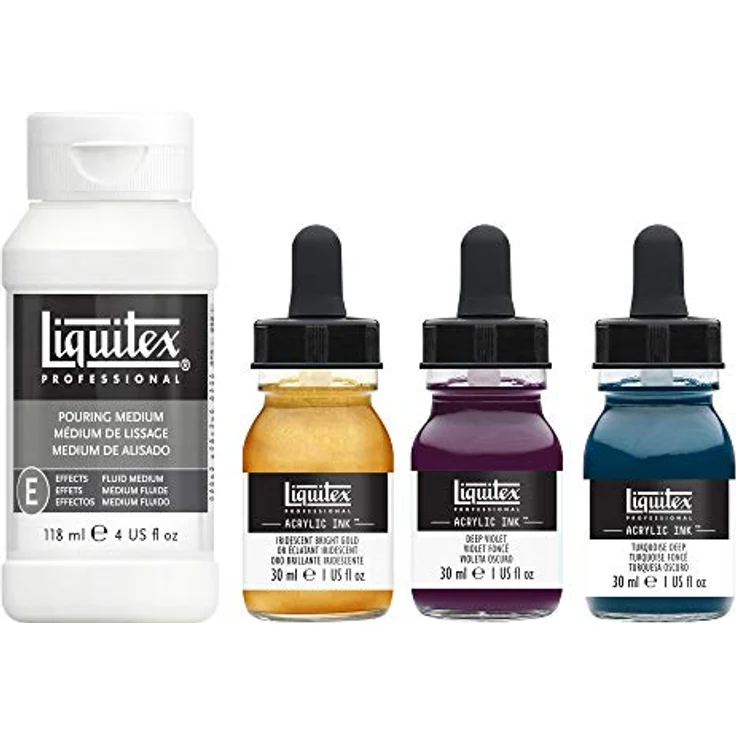 Liquitex Ink Professional Acryltusche Set, hochpigmentierte, lichtechte 3er Reihe in dunklen Farben, je 30 ml, ideal für Kalligraphie und Airbrush – Bild 3