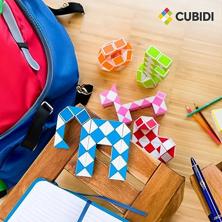 CUBIDI® Original Magic Snake, 3D-Puzzle mit 36 Blöcken in Rot, Anti-Stress Spielzeug für Kinder und Erwachsene, ideal als Mitgebsel oder kleine Geschenke für Kindergeburtstage – Bild 5