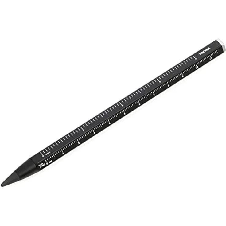 TROIKA CONSTRUCTION ENDLESS, Multitasking-Bleistift mit nachhaltiger Endlos-Schreibspitze, austauschbar, radierbar, mit Zentimeter-/Zoll-Lineal, Schwarz, 147 x 10 x 10 mm – Bild 1