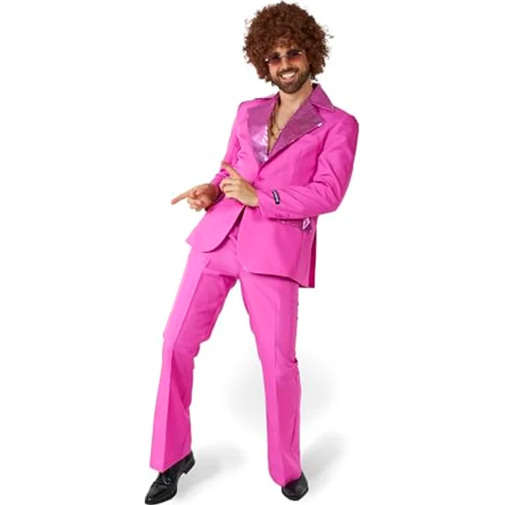 OppoSuits Disco Suit pink, Partyanzug im Retro-Schnitt mit Körperbetontem Jackett, XL – Bild 1