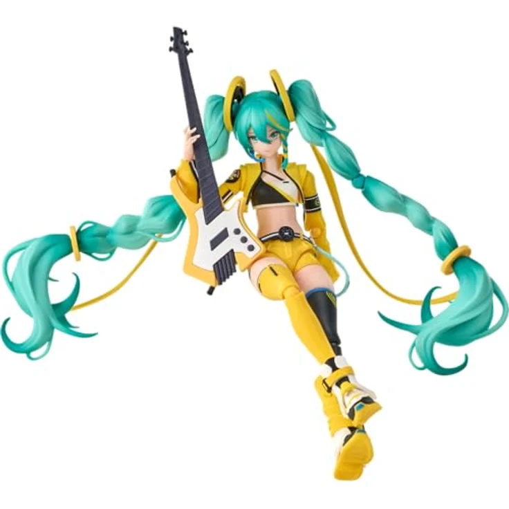 BLOKEES Vocaloid Fantastics Series Hatsune Miku Vivid Echoes Modellbausatz, Sammelfigur mit Mikrofonständer, türkises Haar, gelbes Outfit – Bild 4