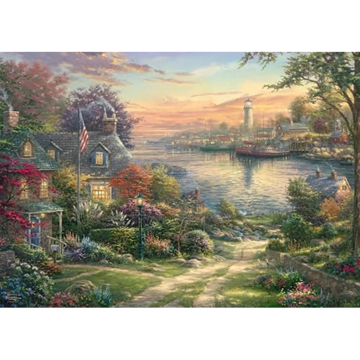 Schmidt Spiele 58785 Hafen in Neuengland, 1000 Teile Puzzle mit Premium Qualität und Mattlack-Oberfläche, 69,3 x 49,3 cm – Bild 1