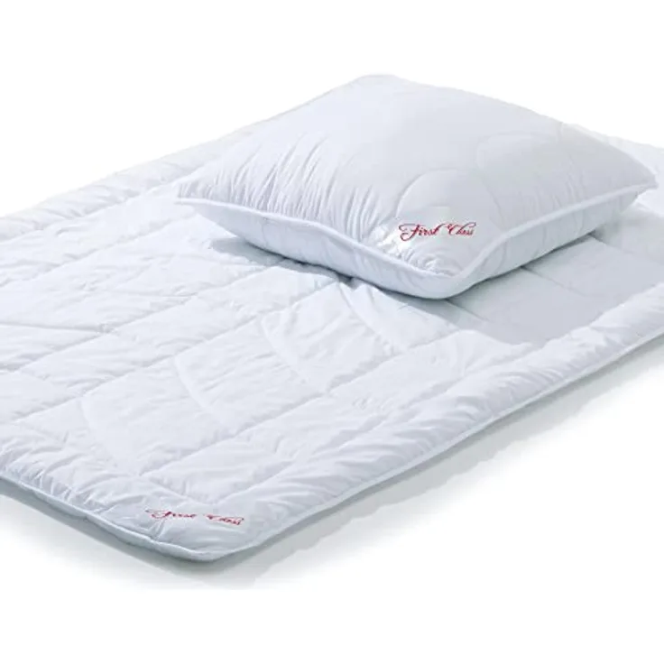 CelinaTex First Class Duo Steppdecken Winterdecke Set 135 x 200 cm mit Kopfkissen 80 x 80 cm, isolierendes Luftpolster, geeignet für Allergiker, waschbar bis 95 Grad, Mikrofaser, blau