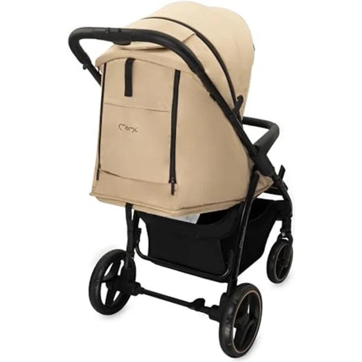 MoMi MIYA EVA Buggy, Kinderwagen mit Einhand-Faltung, XL-Rädern, 4-Rad-Federung, Beige, Zubehörset – Bild 18