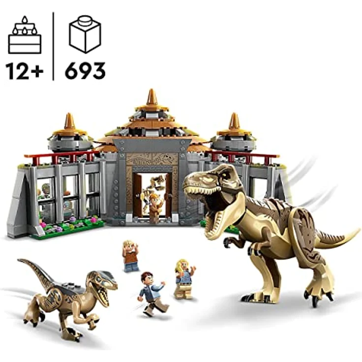 LEGO 76961 Jurassic Park Angriff des T. rex und des Raptors aufs Besucherzentrum, Dinosaurier Spielzeug für Kinder ab 12 Jahren – Bild 2