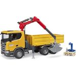 Bruder® Spielzeug-LKW 03551 Scania Super 560R, Baustellen-LKW mit Kran, 2 Paletten und teleskopierbarem Kranarm, für Kinder ab 4 Jahren