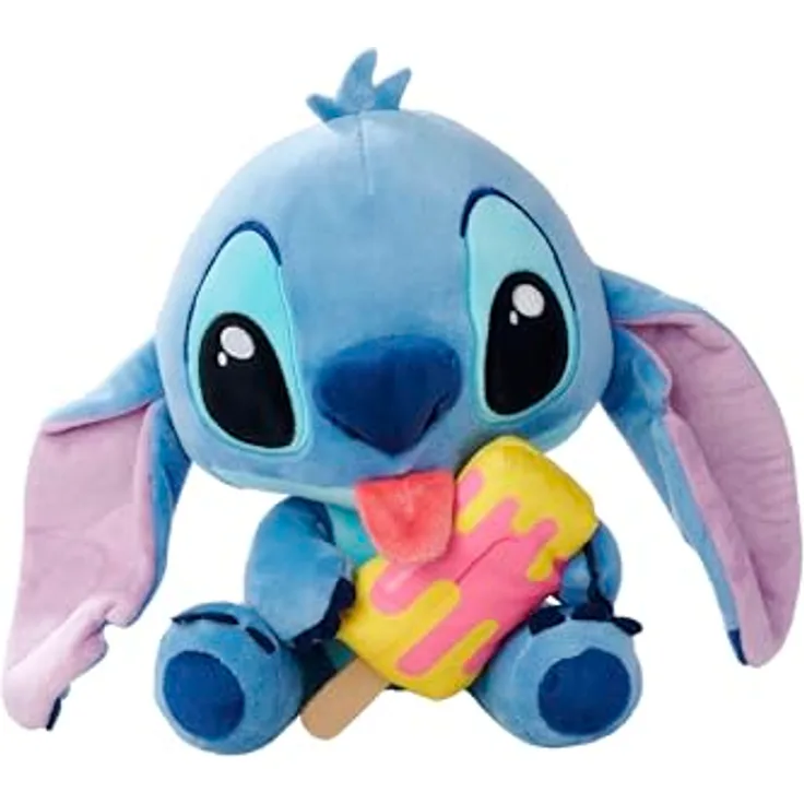 Simba Disney Stitch mit EIS am Stiel, 25cm Plüschfigur für Kinder ab den ersten Lebensmonaten, weich und anschmiegsam