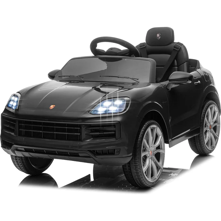 FCH Porsche Cayenne Kinder Elektroauto 12V mit 2,4G-Fernbedienung, MP3, Musik, LED-Leuchten, Schwarz