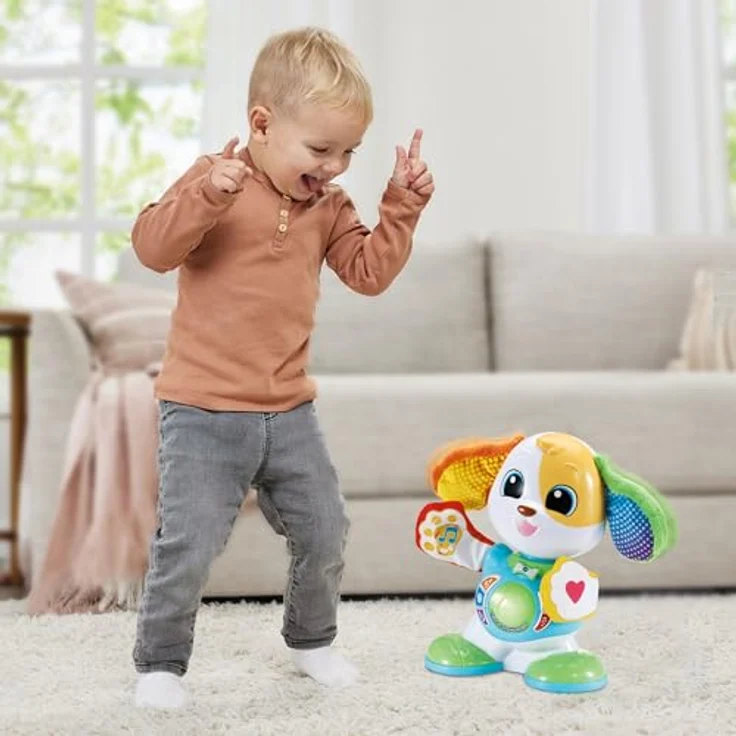 VTech Baby Tanz- & Sing-Hündchen, motorisierter Musikspielzeughund mit 5 interaktiven Tasten, mehrfarbige Lichteffekte und Bewegungsanimation – Bild 3