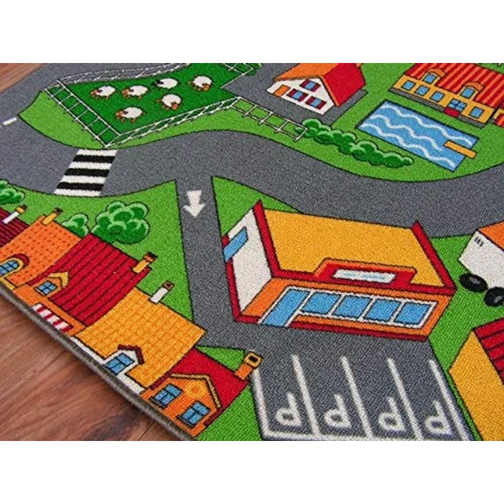 rugsx Little Village Kinderteppich, Mehrfarbig, 200x300 cm, OEKO-TEX zertifiziert, pflegeleicht, für Baby- und Kinderzimmer – Bild 3