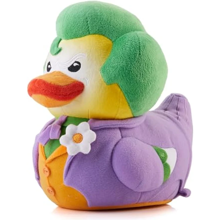 TUBBZ Joker-Cosplay-Plüschente, weiches Gummitiere-Sammelspielzeug, ca. 23 cm, maschinenwaschbar, grau-weiß-rot – Bild 1
